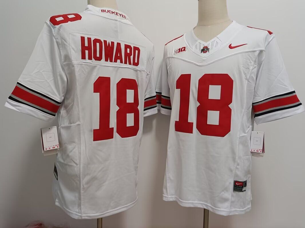 Men Ohio State Buckeyes #18 Howard white 2024 NCAA Nike jersey->ncaa teams->NCAA Jersey
